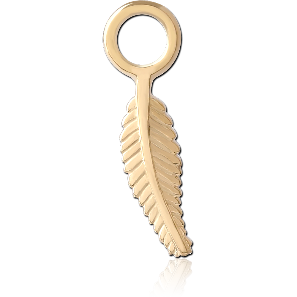 14K SOLID GOLD CHARM - FEATHER