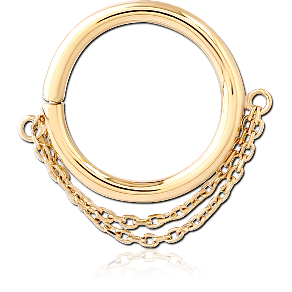 14K SOLID GOLD SEAMLESS RING - DOUBLE CHAIN