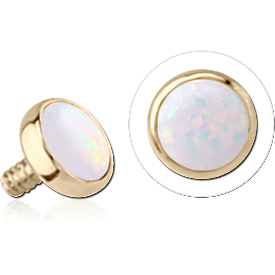 14K SOLID GOLD 16G ATTACHMENT - ROUND OPAL