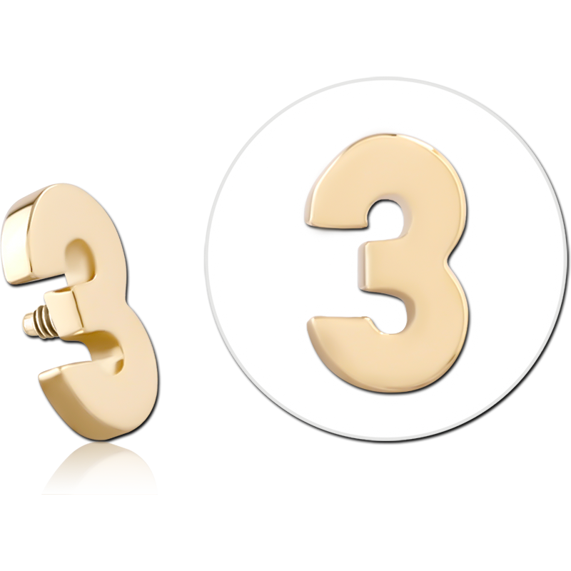 14K SOLID GOLD 16G ATTACHMENT - NUMBER THREE / 3