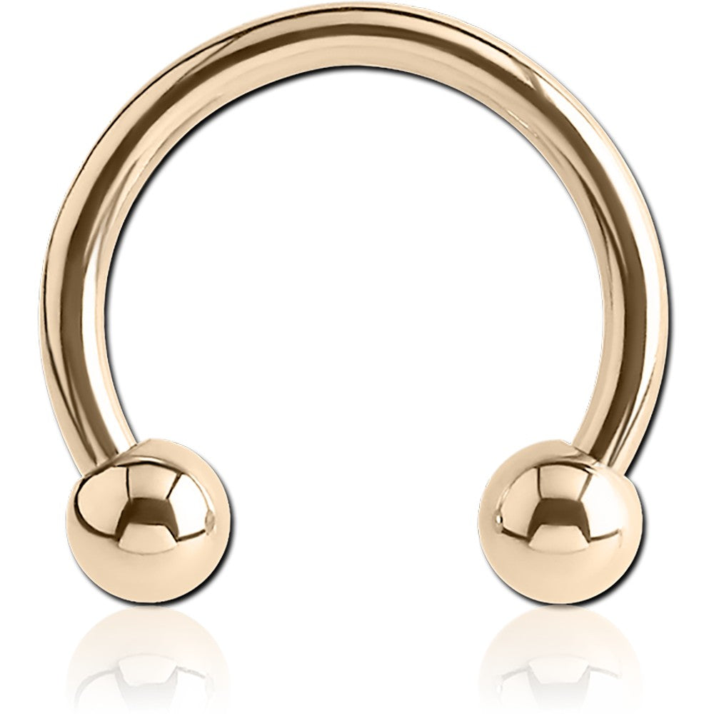 14K SOLID GOLD CIRCULAR BARBELL