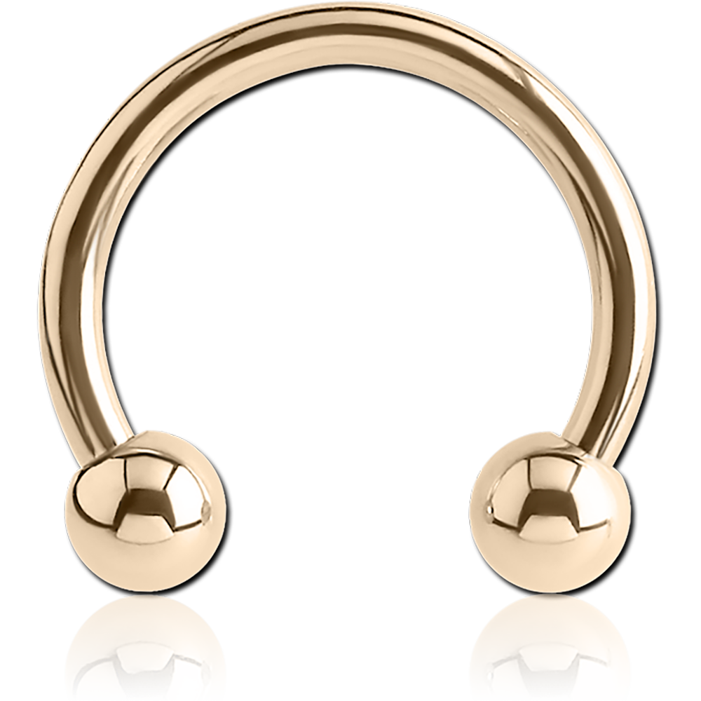 14K SOLID GOLD CIRCULAR BARBELL