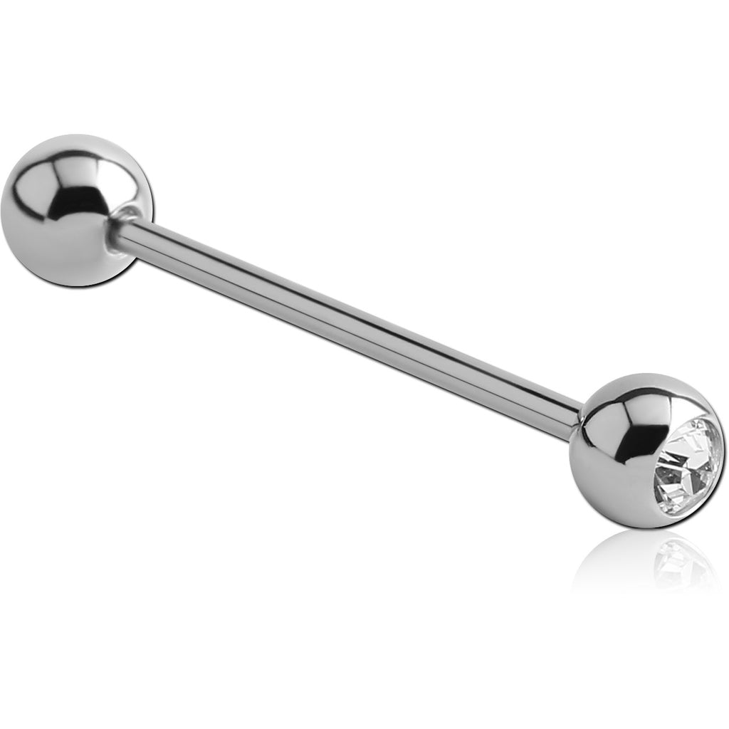14G SURGICAL STEEL JEWELED BARBELL