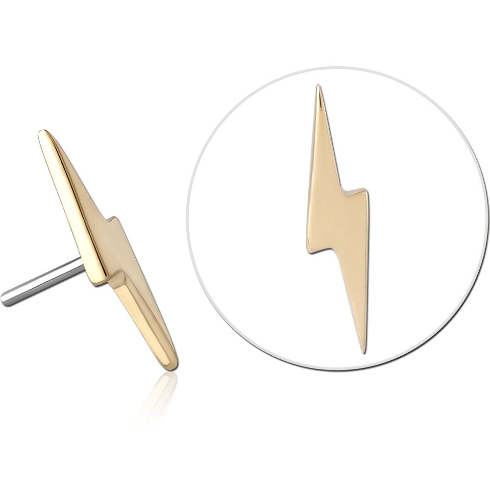 14K SOLID GOLD THREADLESS ATTACHMENT - LIGHTNING BOLT