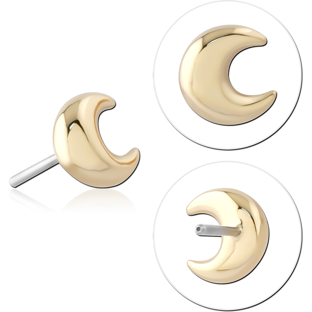 14K SOLID GOLD THREADLESS ATTACHMENT - CRESCENT