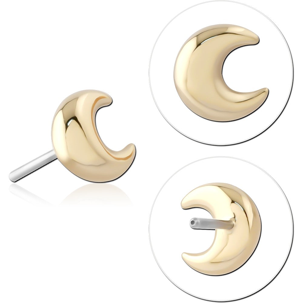 14K SOLID GOLD THREADLESS ATTACHMENT - CRESCENT