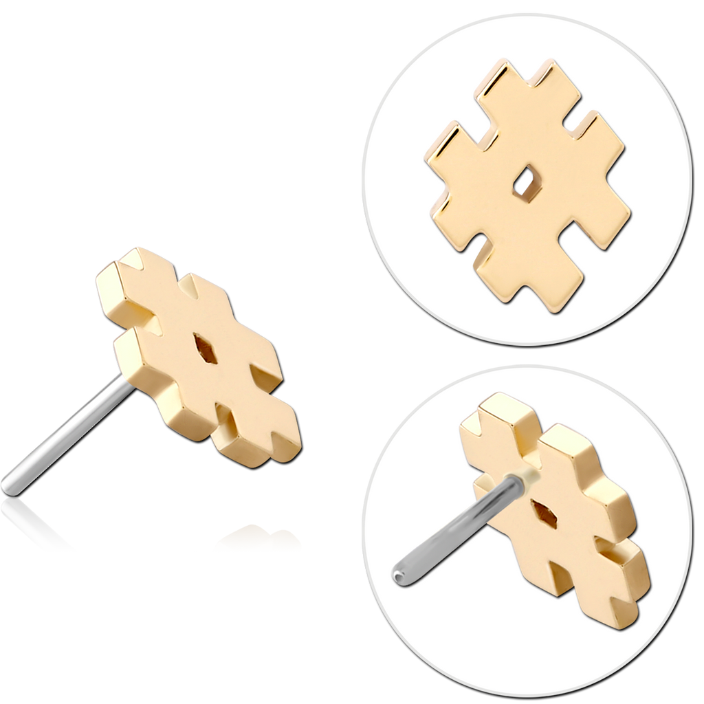 14K SOLID GOLD THREADLESS ATTACHMENT - NUMBER SIGN / #