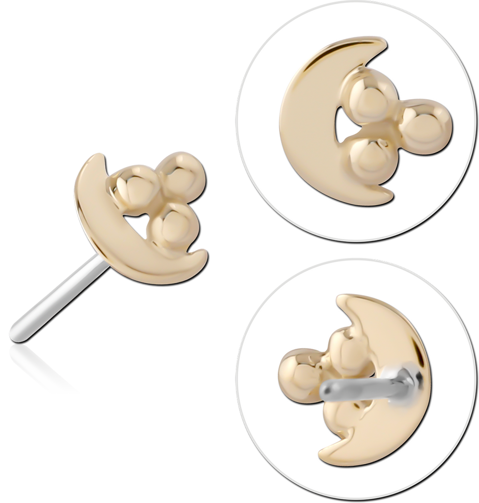 14K SOLID GOLD THREADLESS ATTACHMENT - CRESCENT & TRINITY