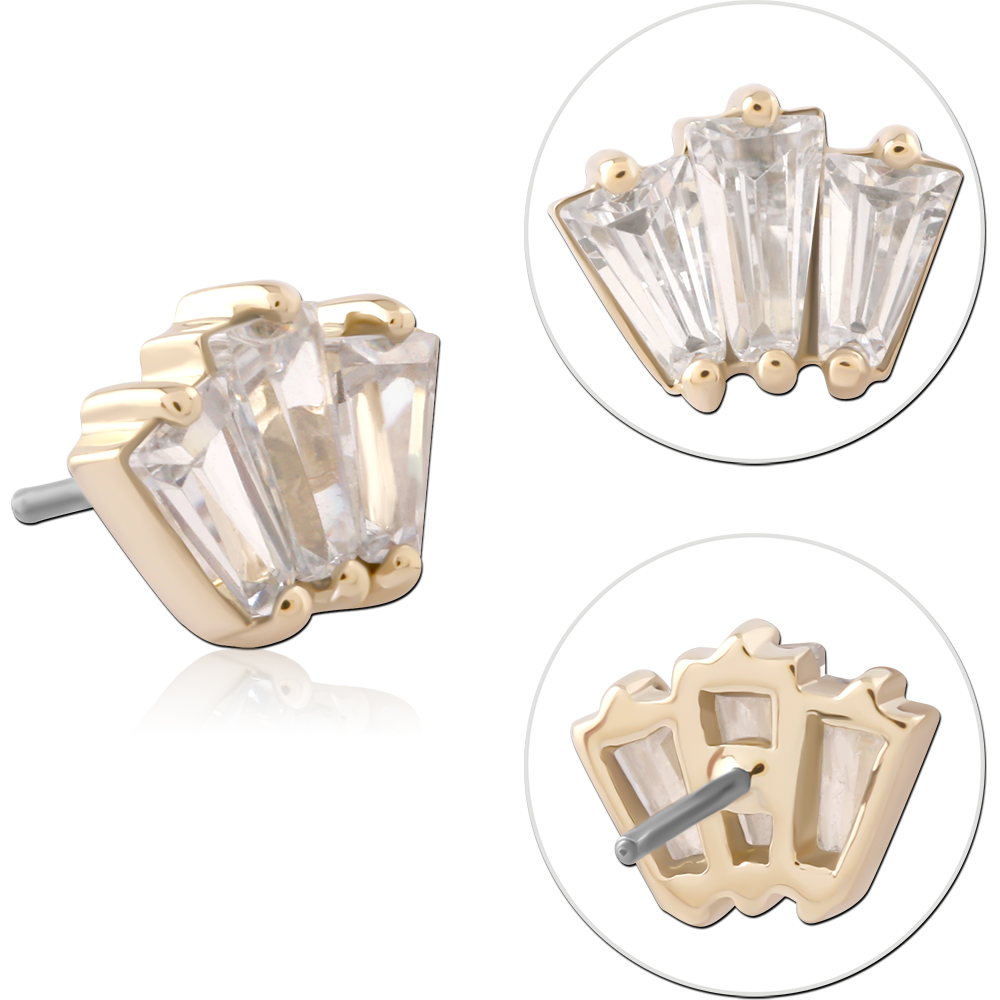 14K SOLID GOLD THREADLESS ATTACHMENT - JEWELED FAN