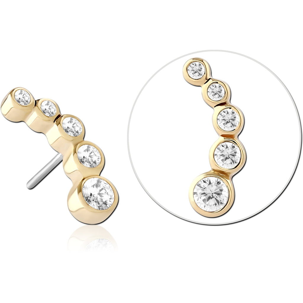 14K SOLID GOLD THREADLESS ATTACHMENT - JEWELED WISP