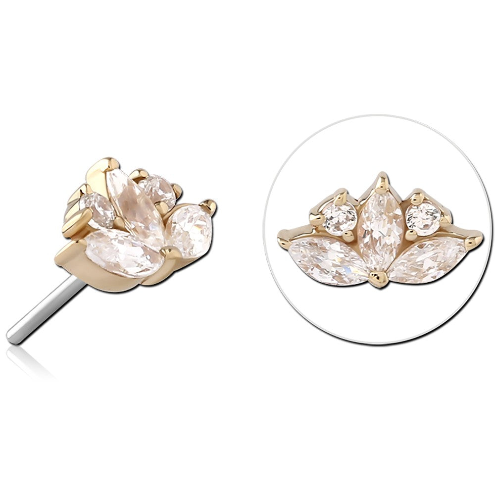 14K SOLID GOLD THREADLESS ATTACHMENT - JEWELED LOTUS