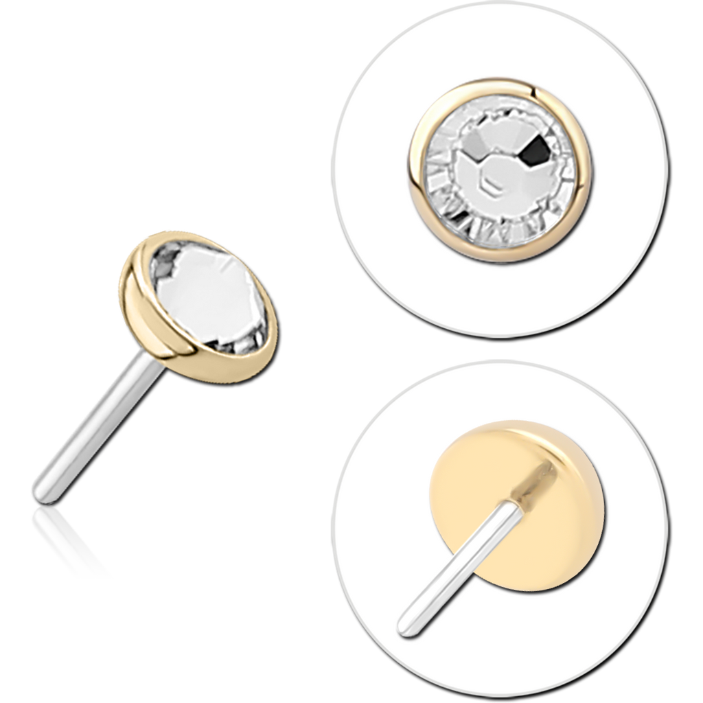 14K SOLID GOLD THREADLESS ATTACHMENT - ROUND BEZEL