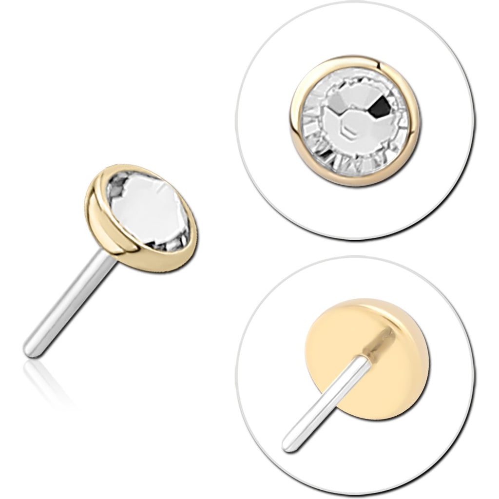 14K SOLID GOLD THREADLESS ATTACHMENT - ROUND BEZEL