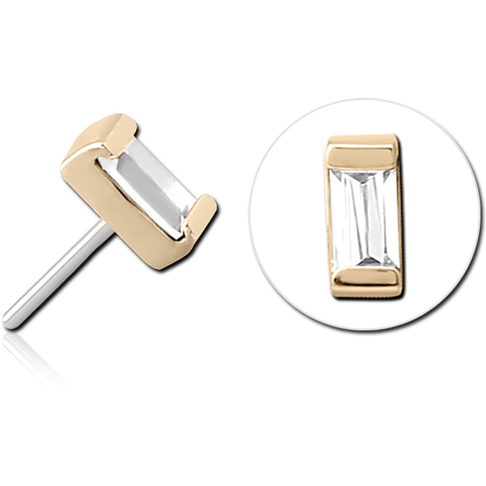 14K SOLID GOLD THREADLESS ATTACHMENT - BAGUETTE JEWEL