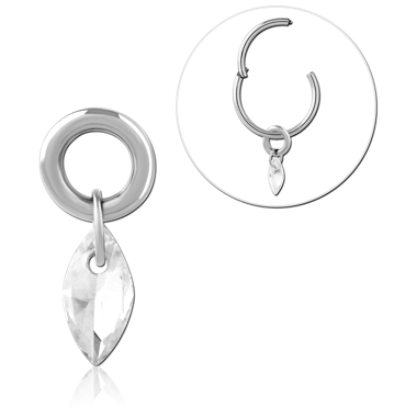 TITANIUM JEWELED DANGLE CHARM - MARQUISE CRYSTAL