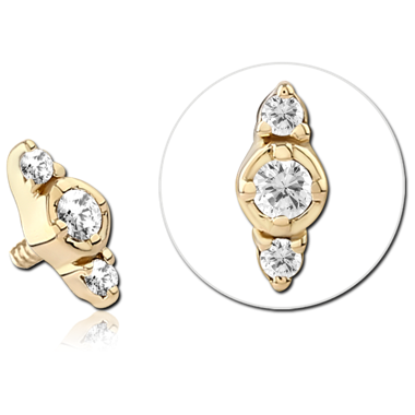 14K SOLID GOLD 16G ATTACHMENT - JEWELED MARQUISE