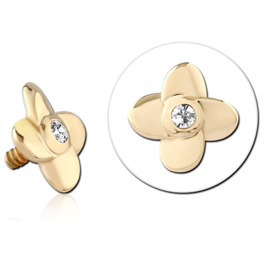 14K SOLID GOLD 16G ATTACHMENT - JEWELED FLOWER