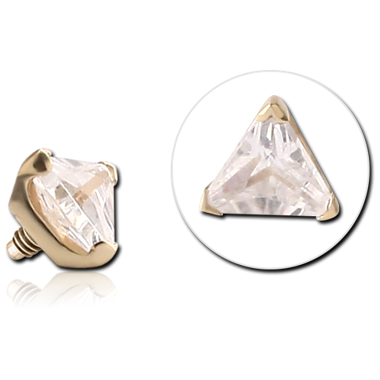14K SOLID GOLD 16G ATTACHMENT - JEWELED TRIANGLE
