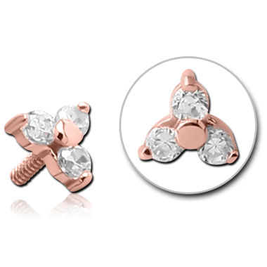 18K SOLID ROSE GOLD 16G ATTACHMENT - JEWELED TRINITY