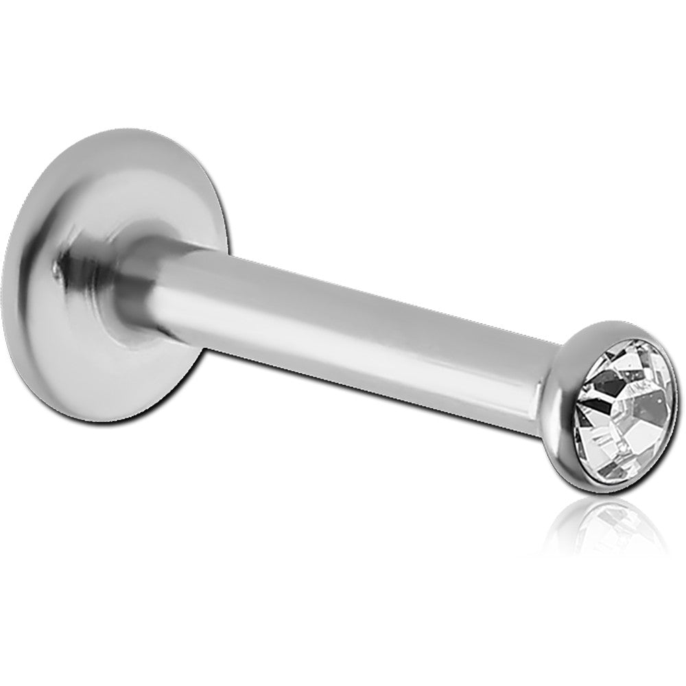 14G SURGICAL STEEL INTERNALLY THREADED JEWELED LABRET - 3MM