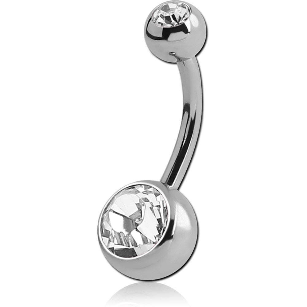 14G TITANIUM INTERNALLY THREADED JEWELED BELLY RING - 5MM/8MM