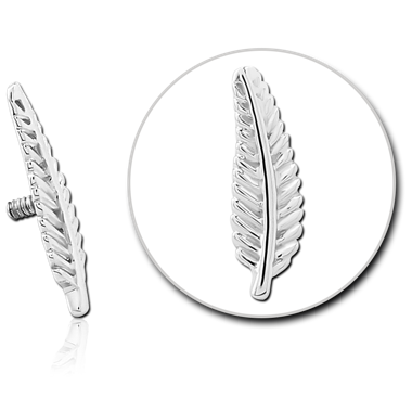 14K SOLID WHITE GOLD 16G ATTACHMENT - FEATHER