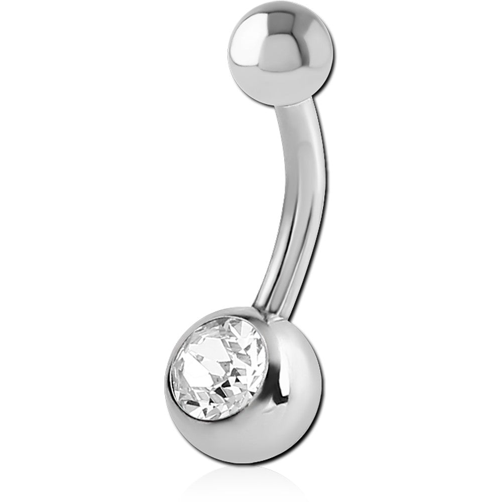 14G SURGICAL STEEL JEWELED BELLY RING - 4MM/6MM