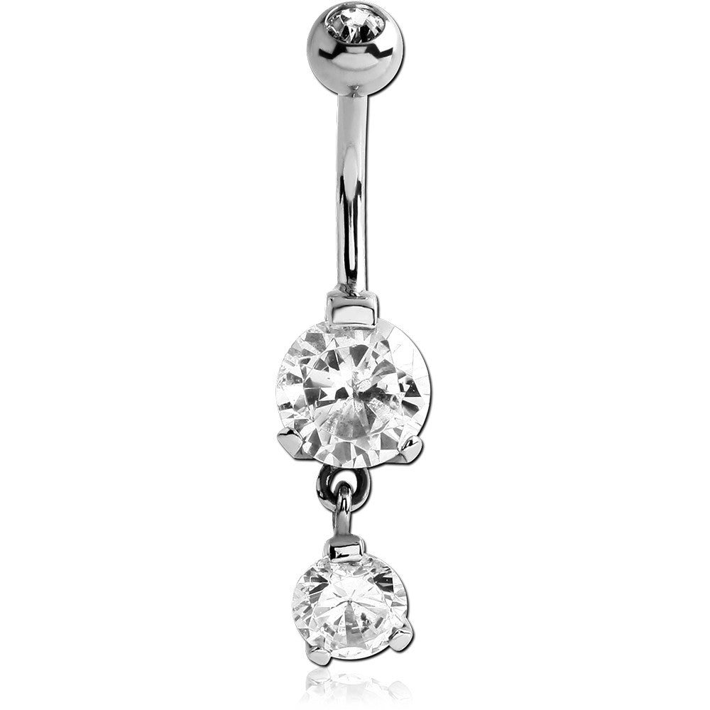 14G SURGICAL STEEL JEWELED DANGLE BELLY RING