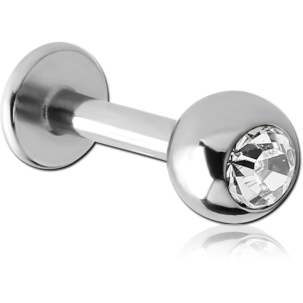14G SURGICAL STEEL JEWELED LABRET - 4MM