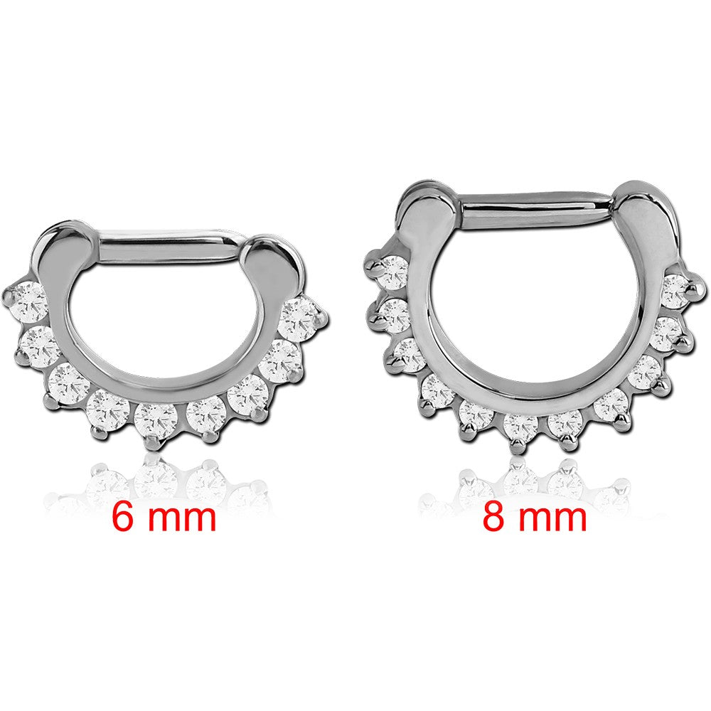 16G SURGICAL STEEL JEWELED CLICKER RING