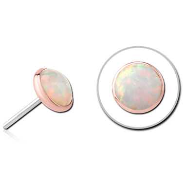 14K SOLID ROSE GOLD THREADLESS ATTACHMENT - ROUND OPAL