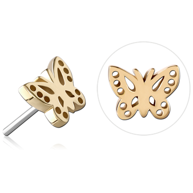 14K SOLID GOLD THREADLESS ATTACHMENT - BUTTERFLY