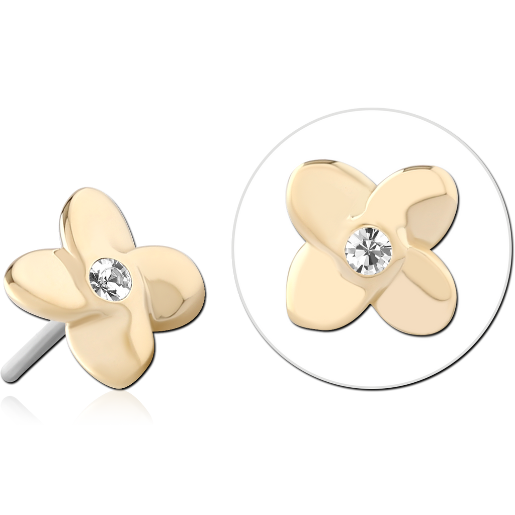 14K SOLID GOLD THREADLESS ATTACHMENT - JEWELED FLOWER