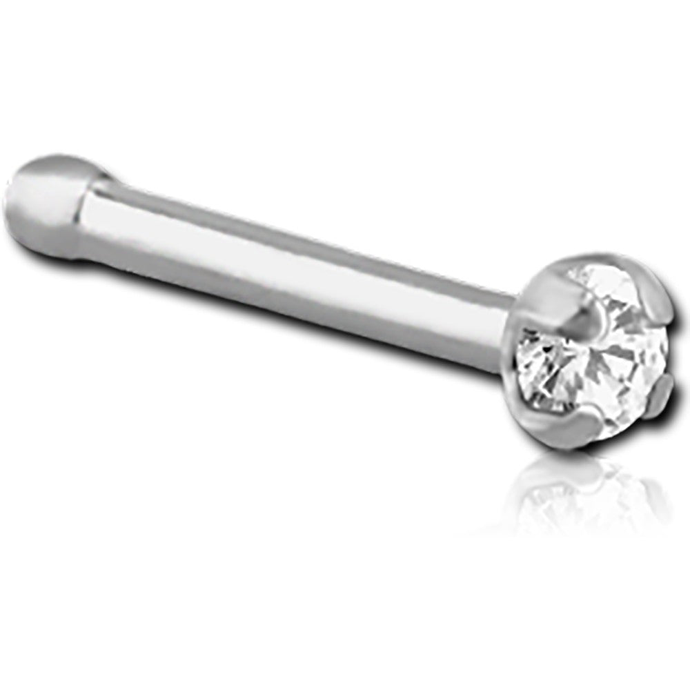 18G SURGICAL STEEL NOSE BONE - PRONG JEWEL