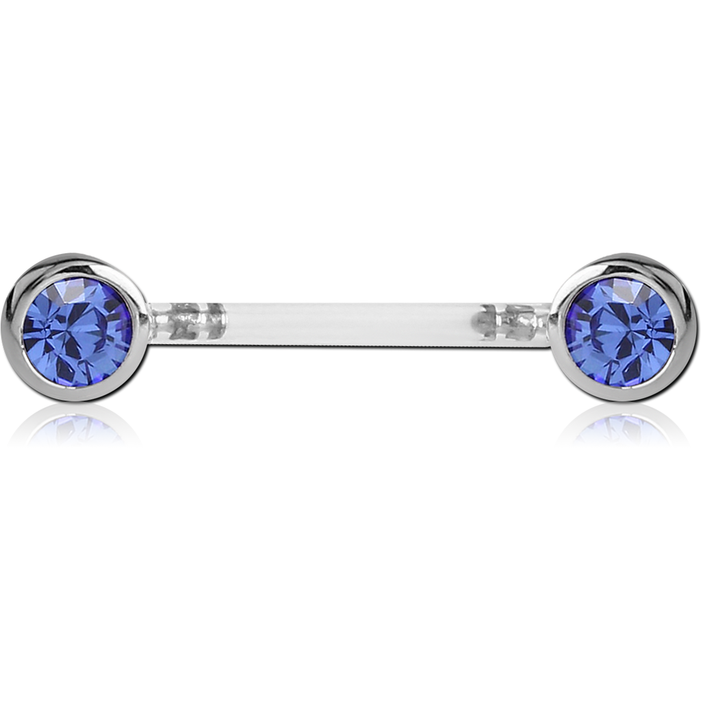 14G BIOFLEX PUSH FIT JEWELED NIPPLE BARBELL