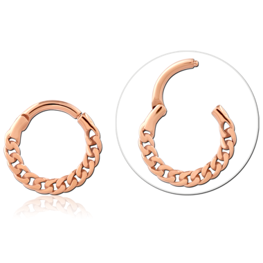 ROSE GOLD PVD COATED SURGICAL STEEL CLICKER RING - CHAIN LINK
