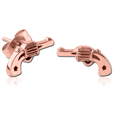 ROSE GOLD PVD COATED SURGICAL STEEL EAR STUDS - GUN