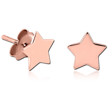 ROSE GOLD PVD COATED SURGICAL STEEL EAR STUDS PAIR - STAR