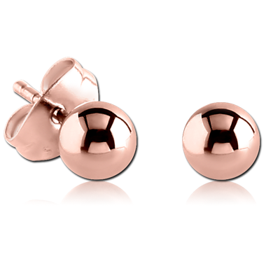 ROSE GOLD PVD COATED SURGICAL STEEL EAR STUDS PAIR - BALL