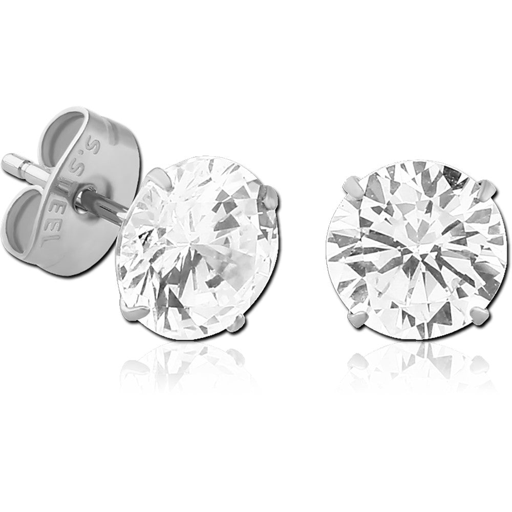 SURGICAL STEEL EAR STUDS - ROUND JEWEL