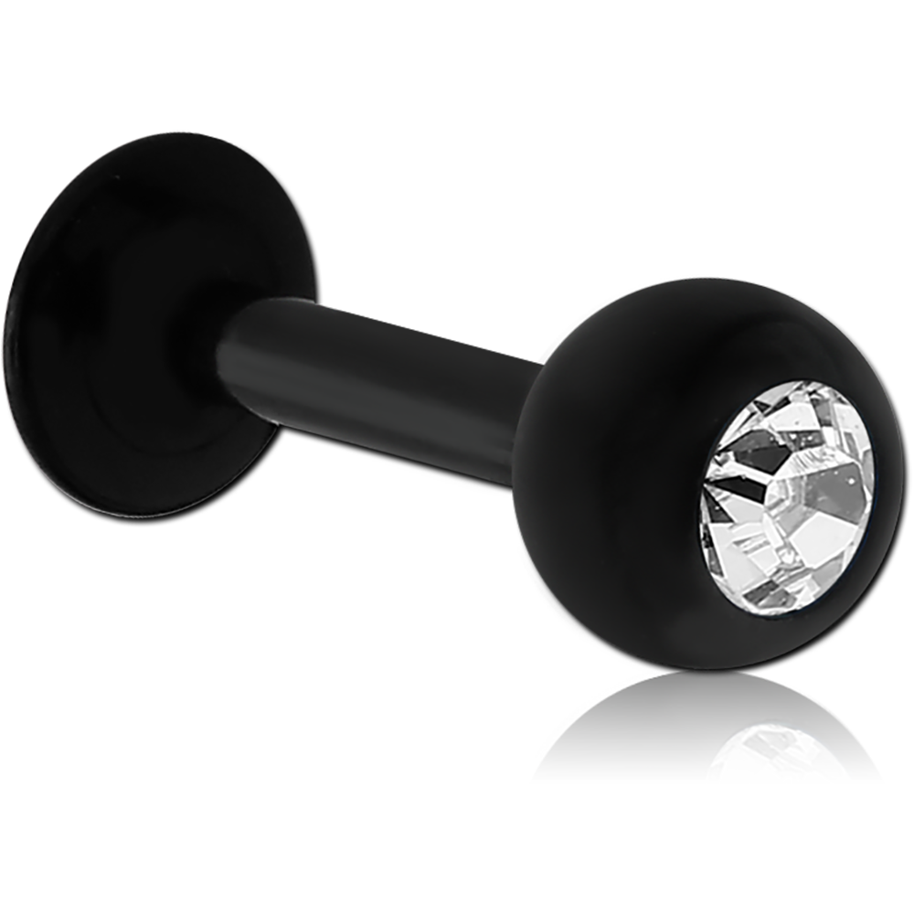 14G BLACK PVD COATED SURGICAL STEEL JEWELED LABRET