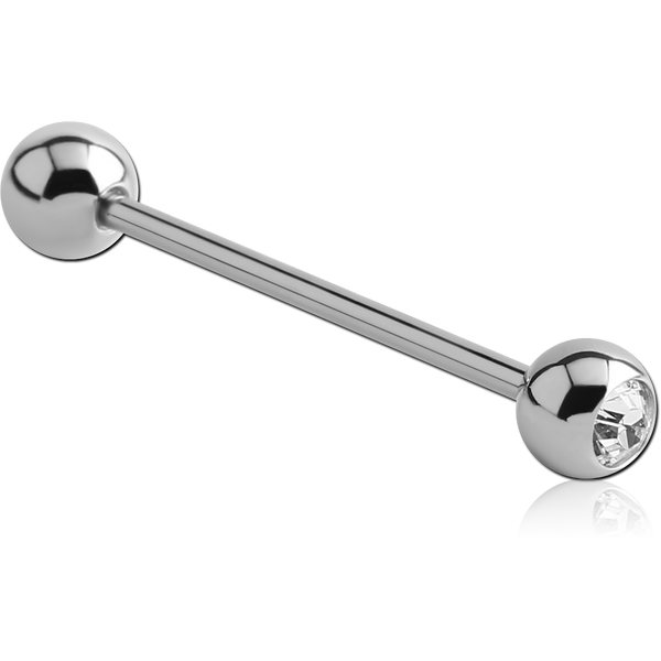 14G SURGICAL STEEL JEWELED BARBELL