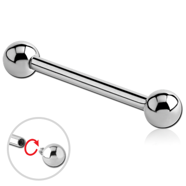 SURGICAL STEEL INTERNALLY THREADED INDUSTRIAL BARBELL