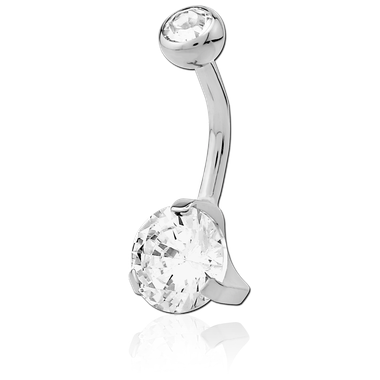 14G TITANIUM INTERNALLY THREADED JEWELED BELLY RING