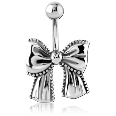 14G SURGICAL STEEL BELLY RING - BOW