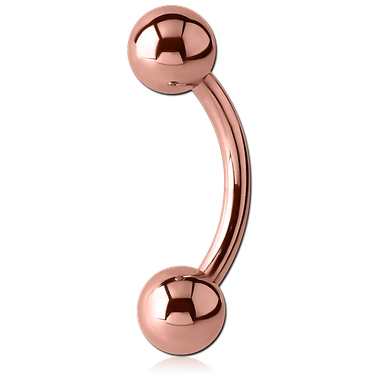 14G ROSE GOLD PVD COATED SURGICAL STEEL CURVED BARBELL