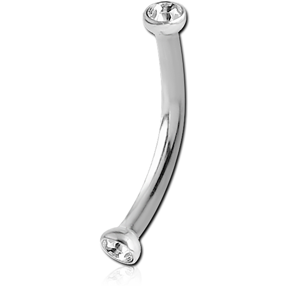 SURGICAL STEEL INTERNALLY THREADED JEWELED CURVED BARBELL