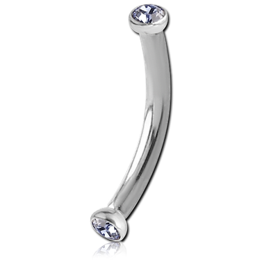 SURGICAL STEEL INTERNALLY THREADED JEWELED CURVED BARBELL