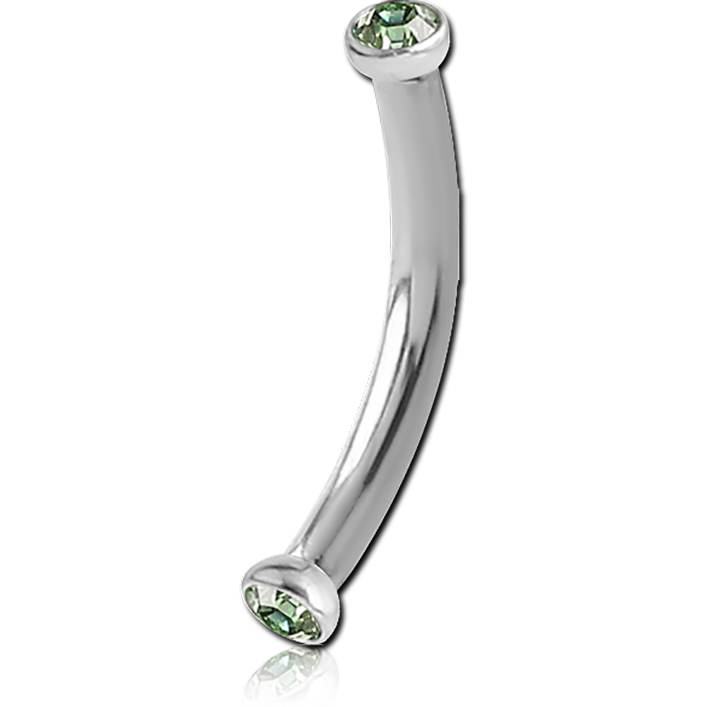 SURGICAL STEEL INTERNALLY THREADED JEWELED CURVED BARBELL