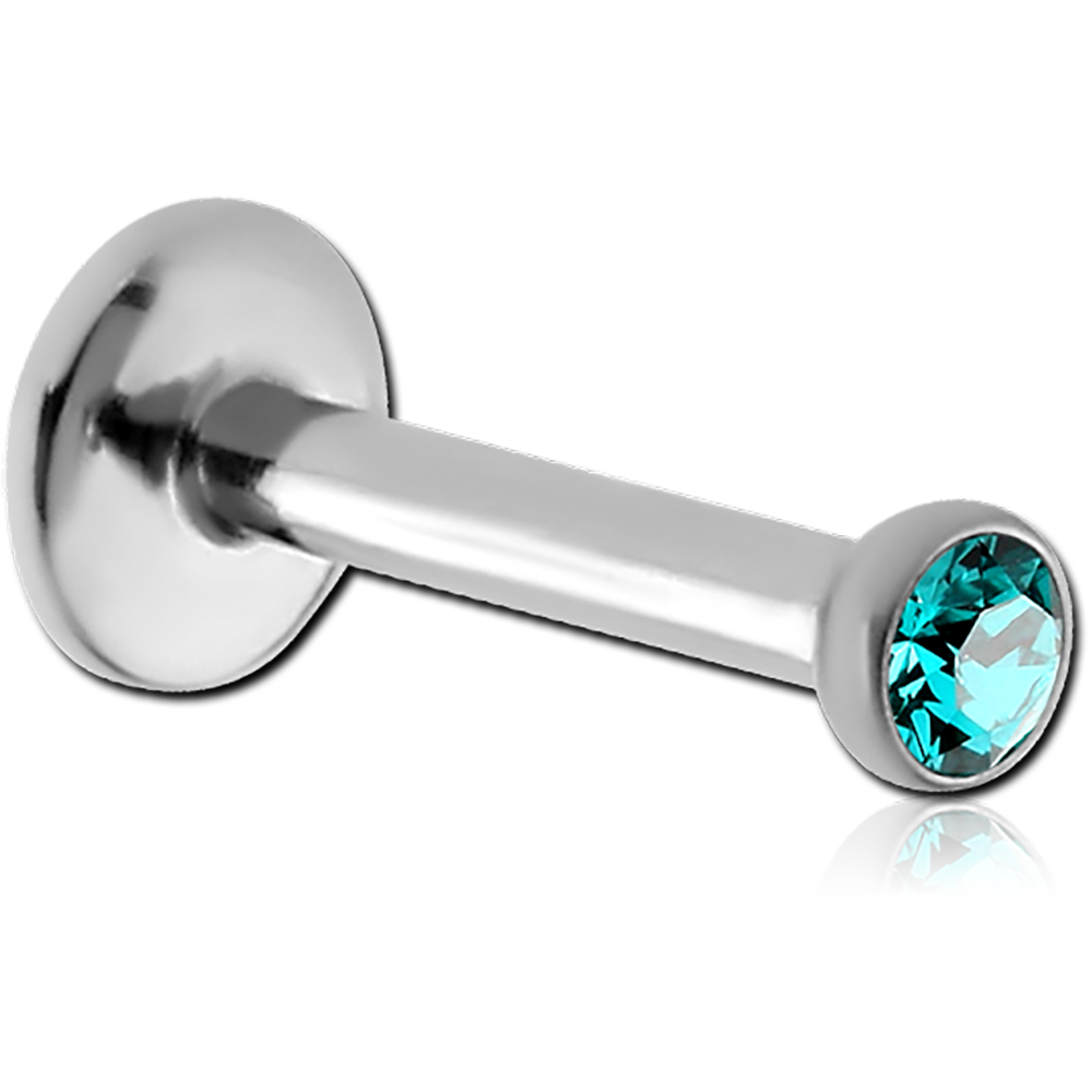 16G SURGICAL STEEL INTERNALLY THREADED JEWELED LABRET - 2MM BEZEL